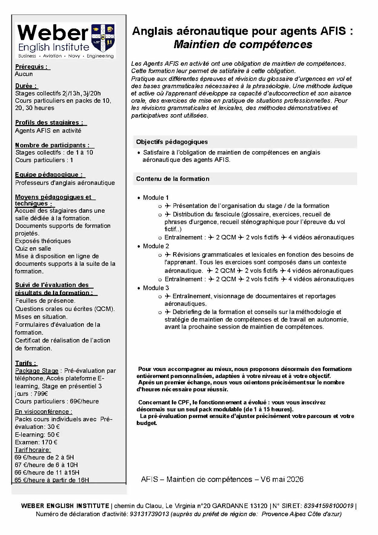AFIS - Maintien de compétences
